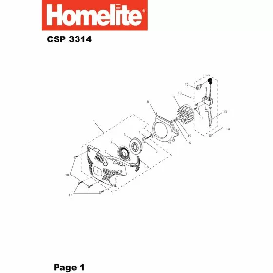 Homelite CSP3314  HANDLE 5131000707 Spare Part Type: 5134000041